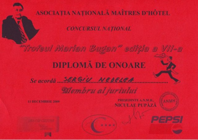 Diploma - Trofeul Marian Bugan